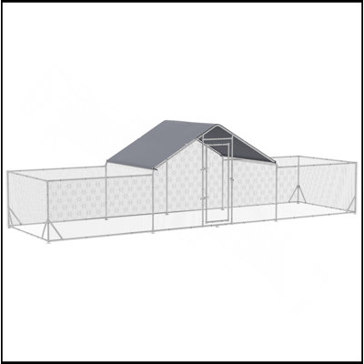 Grande cage à poules en métal pour poulets, canards et lapins avec couvercle imperméable et anti-UV, poulailler à cage pour l'extérieur et la cour, 23 pi x 6,6 pi x 6,4 pi