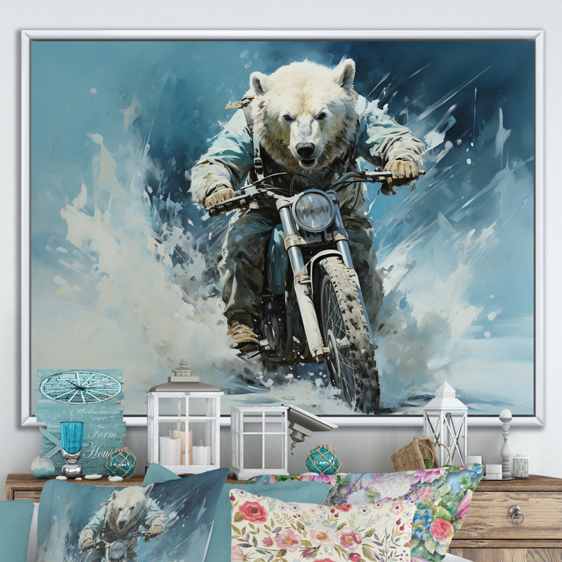 «Snow Bears», impression sur toile, H 24 po x l 32 po x P 1 po, Cadre flottant blanc