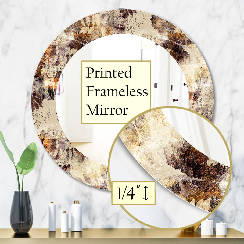 Miroir décoratif, H 31,5 po x l 31,5 po, Feuilles et taches
