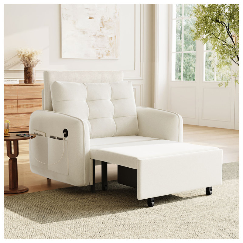 Canapé-lit convertible 3-en-1 avec charge USB et boîte de rangement, canapé-lit simple extra long de 80 po pour les petits espaces