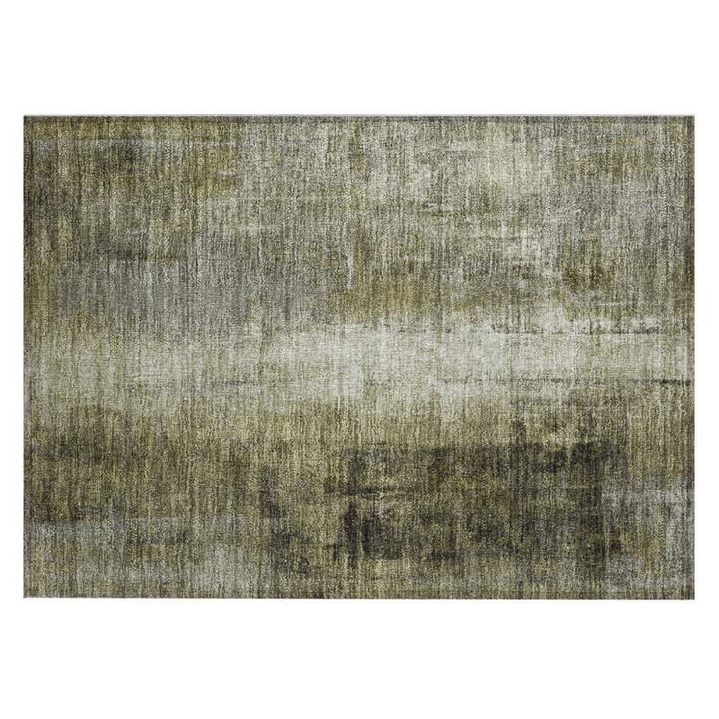 Machine Washable Indoor/Outdoor Xhevrie Olive Rug, Rectangle 1'8" x 2'6"