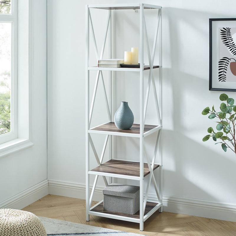 Étagère à livres H 61 "x l 18" Eula, Gris délavé/ blanc