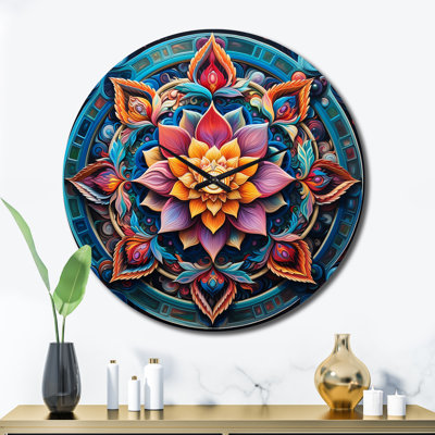 Horloge murale antique en métal Mandala