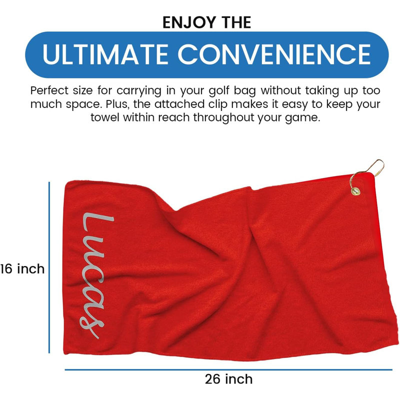 Cotton Embroidered Golf Towels Kitchen Towel, Red, Yes