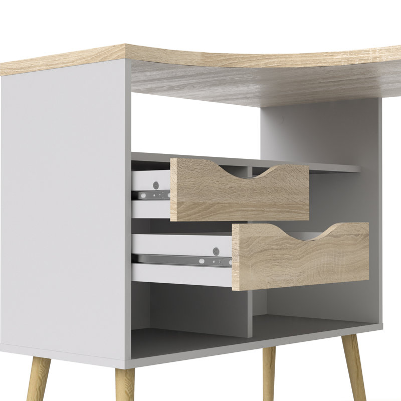 Havana L-Shaped Computer Desk, Oak/White