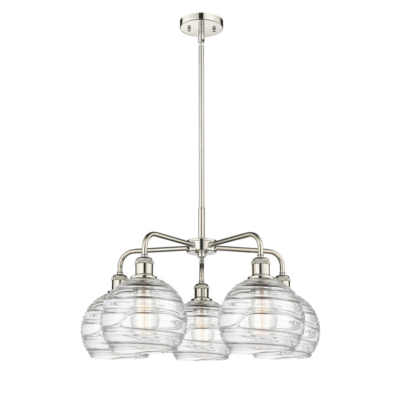 Lustre sphérique à 5 lumières en acier à intensité variable Essex, H 15,88 po x l 26 po x P 26 po, Nickel poli
