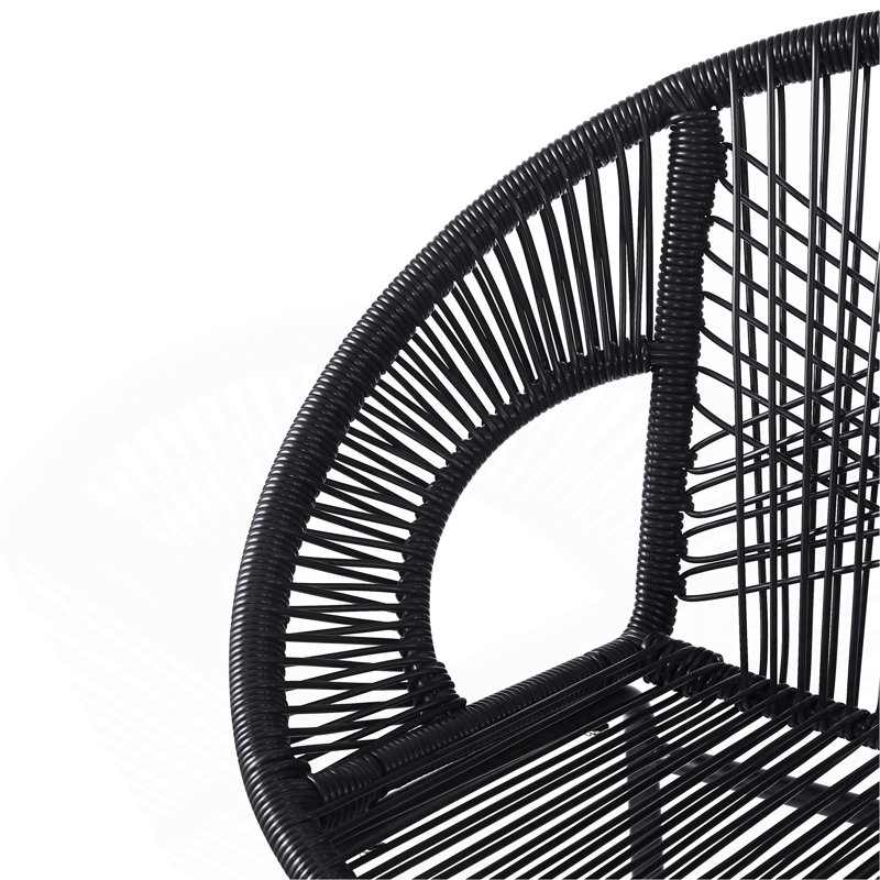 Tabouret de bar d'extérieur en faux osier noir Ferrara, ensemble de 2, Noir