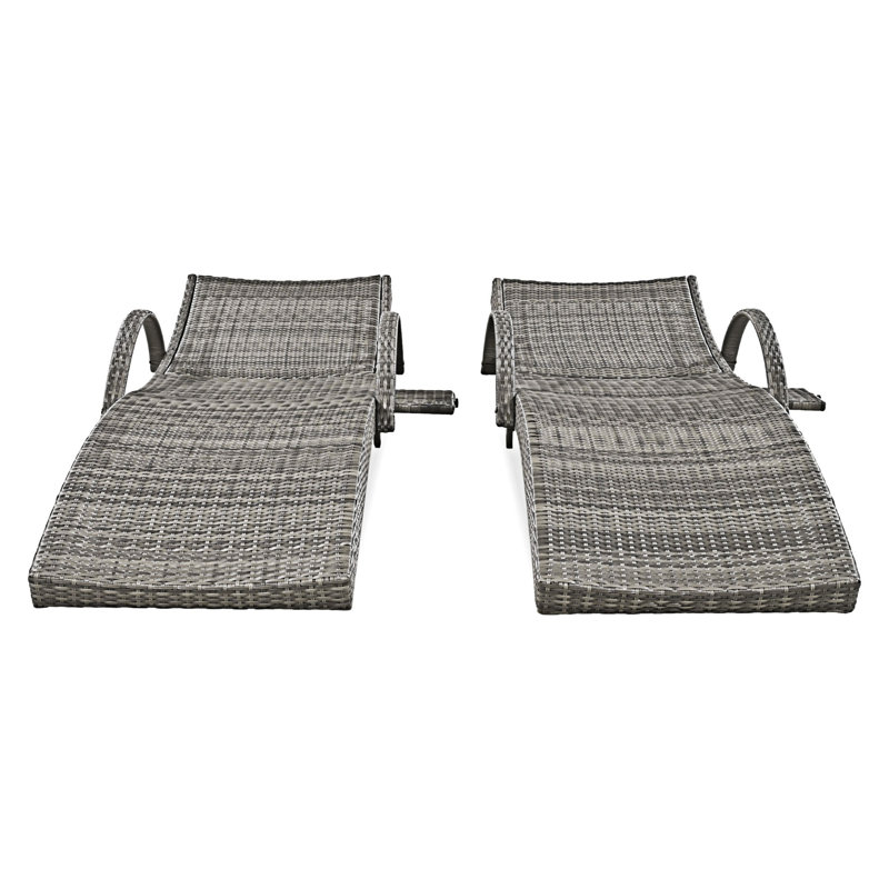 Ensemble de 2 chaises longues d'extérieur en osier, Gray