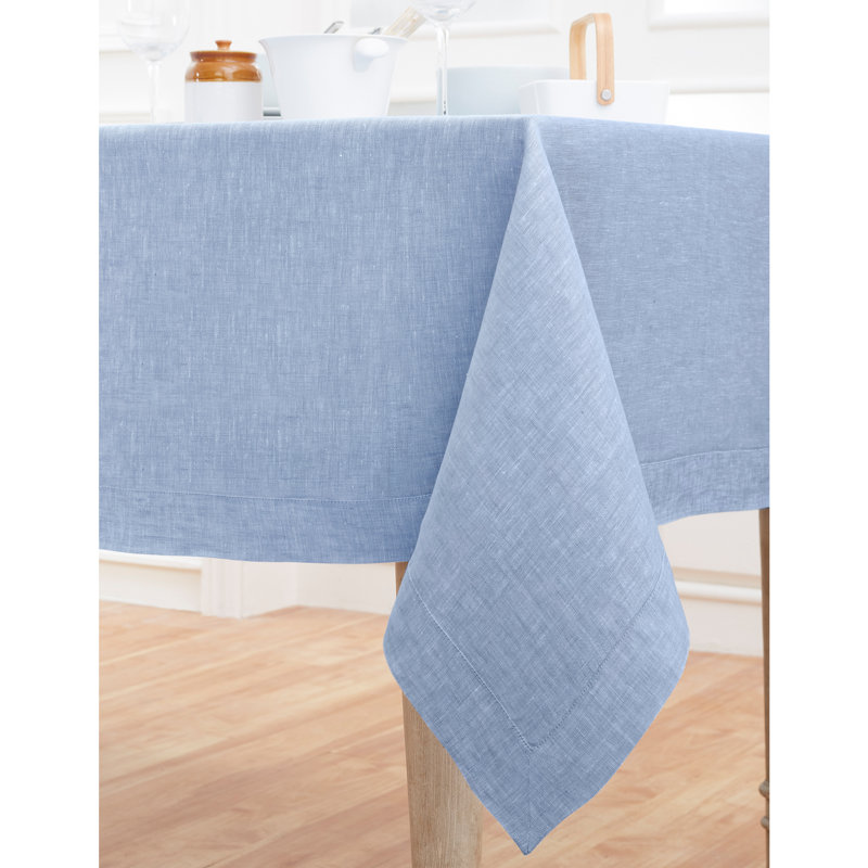 100% Pure Linen Tablecloth - Athena, 108" x 60", Chambray Blue