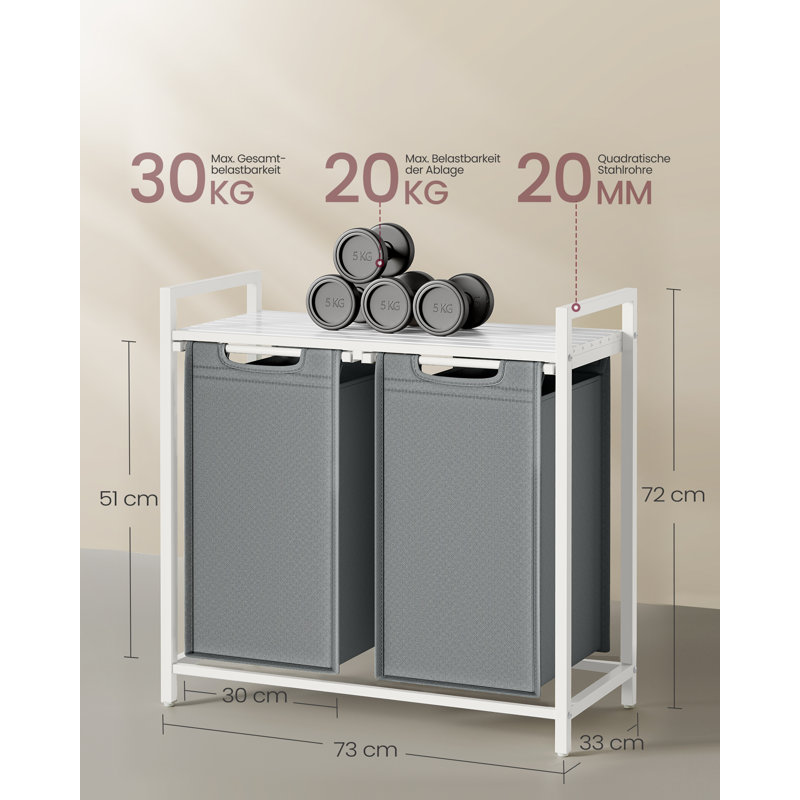 Laundry Sorter, White/Light Grey