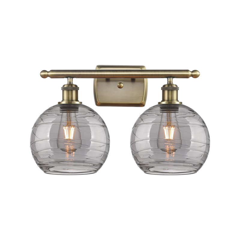 Éclairage pour meuble-lavabo à 2 lumières à intensité variable Halvorson, Ampoule non incluse, Laiton antique