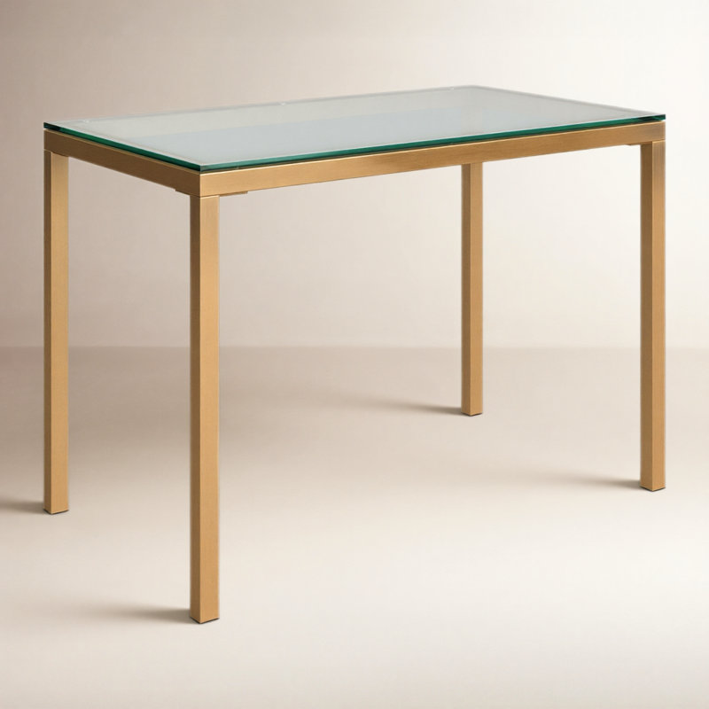 Sawin Glass Top Metal Base Writing Desk