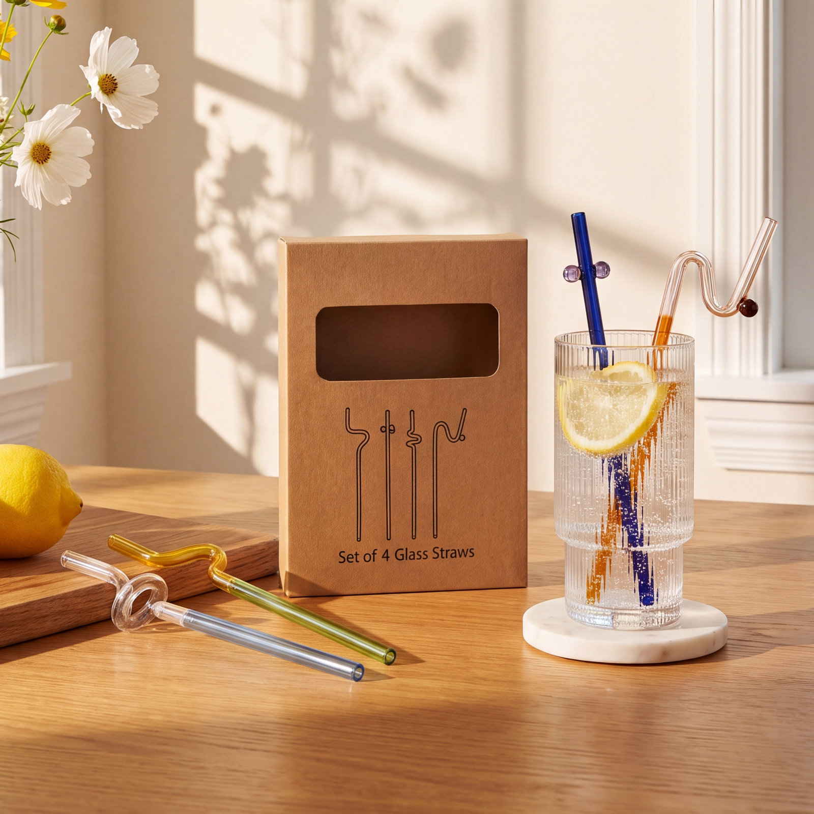 Glass Drinking Straw Set