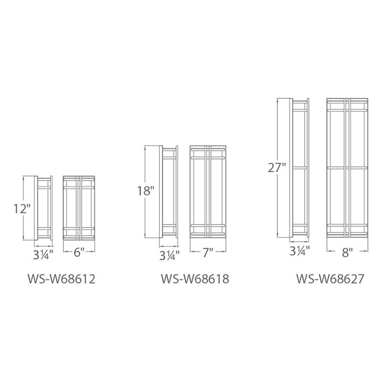 Skyscraper Outdoor Dimmable LED Flush Mount, Bronze, 3000K, 27" H x 8" W x 3.25" D