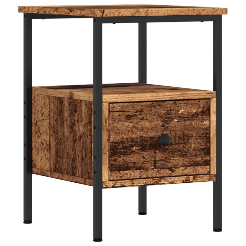 34cm W Manufactured Wood Bedside Table, Old Wood