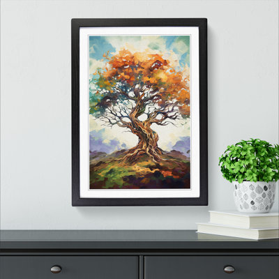 Oak Tree Gestural - Single Picture Frame Print on Wood