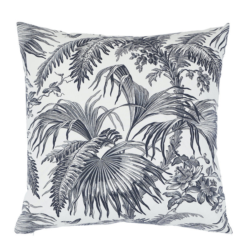Schumacher x Jill Lasersohn Toile Tropique Pillow, Black