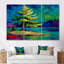 «Vibrant Green Pine Trees Morning Sun», ensemble d'art mural pin-916644343-916644341-916644328
