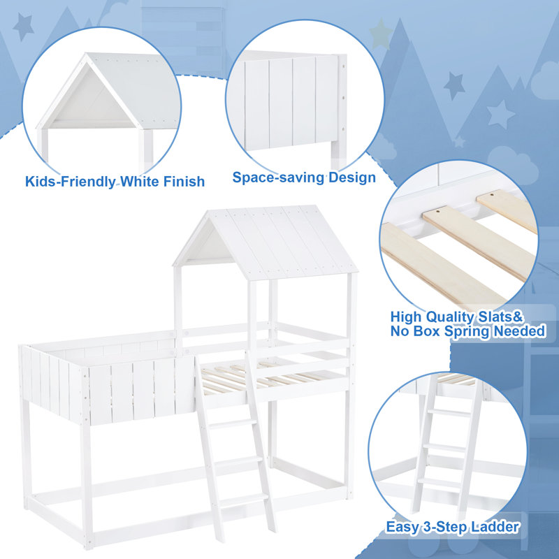 Centreville Loft Bed House Beds with Built-in Ladder Included
