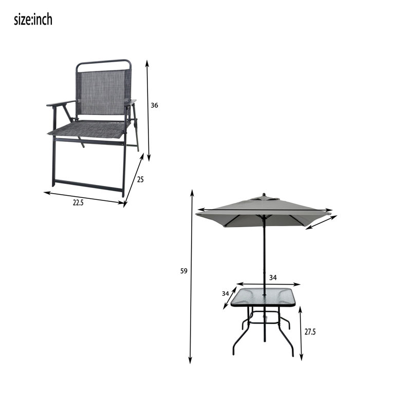 Table de camping carrée pour 4 personnes avec parasol Bhaktivinod