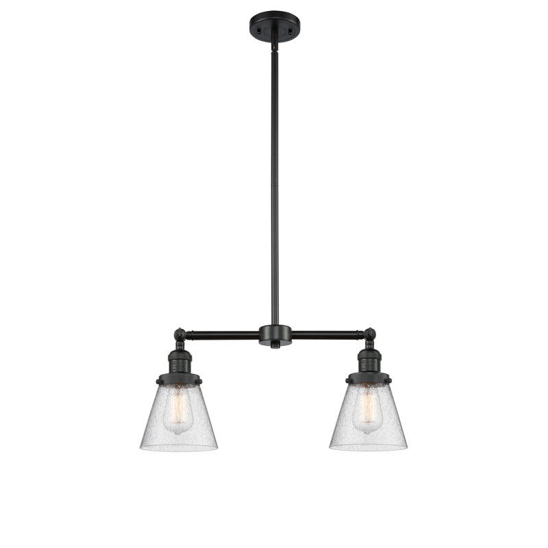 Stonecipher 2 - Light Kitchen Island Pendant, 6 Watt Vinage LED Bulb, Seedy, Matte Black