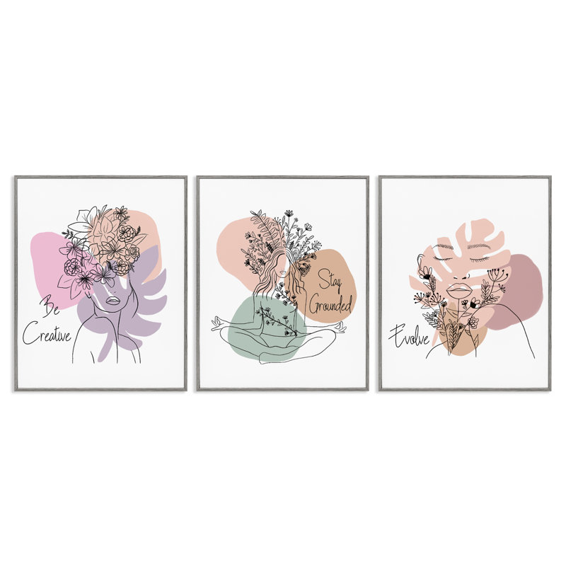  Ensemble de 3 estampes créatives et inspirantes par Chen Alyesh, H 14 po x l 11 po, Giclée encadrée noir minuit