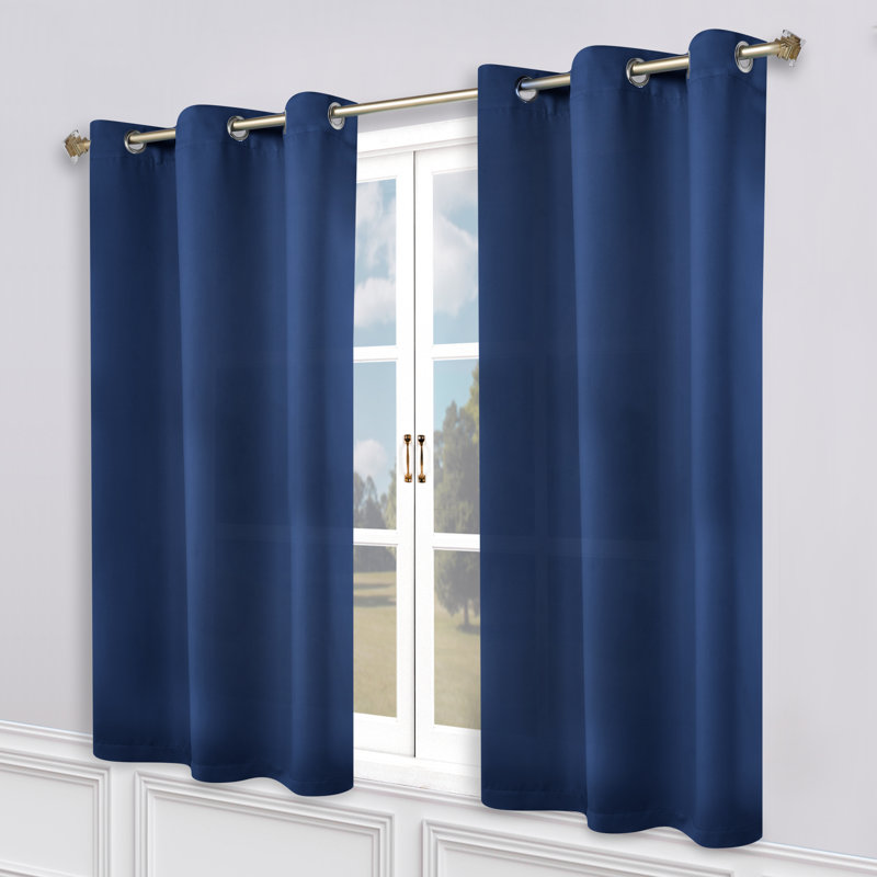 Curtain Panel Pair, 52" W x  63" L , Navy Blue