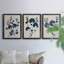 Bleu marine et feuilles de lin II - ensemble de 3 peintures sur toile encadrées-1524676177-1524676207