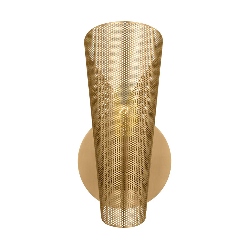 Burnished Brass Dimmable Wall Sconce with Conical Shade