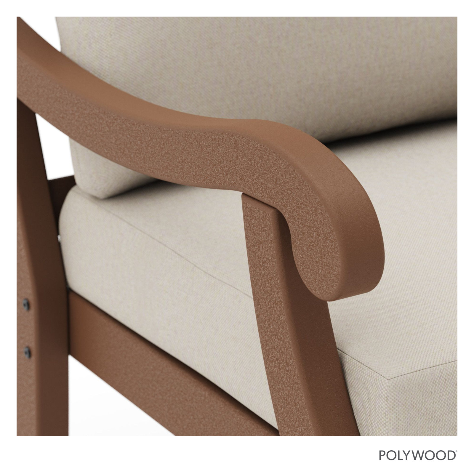 POLYWOOD® Verlyn 49" Patio Loveseat, Dune Burlap Cushion/Teak Frame