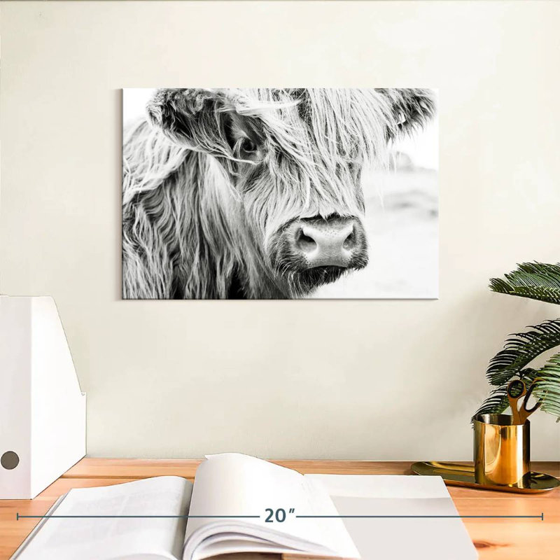 Long Haired Cow, 8" H x 12" W