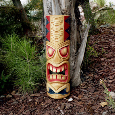 20" H Tiki Mask Classic Hawaiian Wood Wall Decor