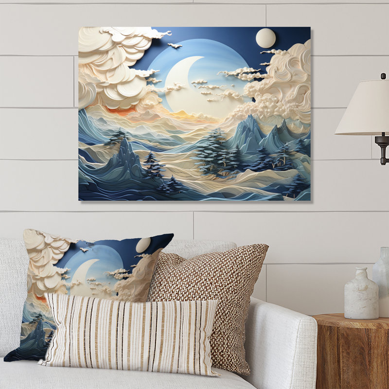 Clouds Celestial Landscape I - Paysages, art mural en métal, H 12 po x l 20 po x P 1 po