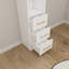 Armoire de rangement haute 85 pouces avec 3 tiroirs et 4 tablettes ouvertes, armoire de rangement autoportante blanche moderne pour la chambre à coucher, le salon, la salle de bain et la salle d'étude