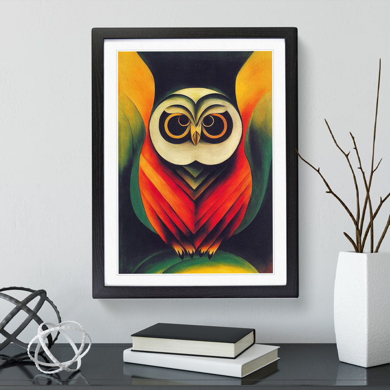 Abstract Owl - Wall Art, Black Framed, Black, 46cm H x 34cm W x 2cm D