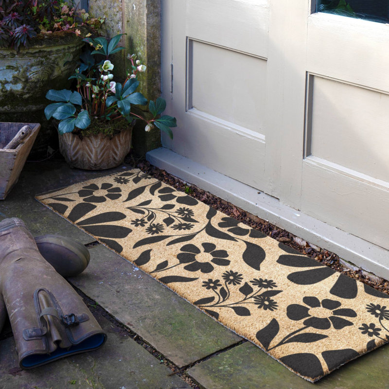Floral Pattern Coir Doormat, 40cm W x 120cm L