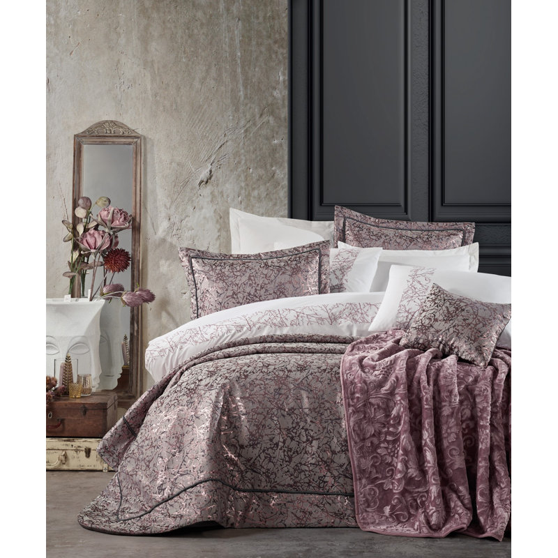 Luxe Mauve Metallic Jacquard Comforter Set