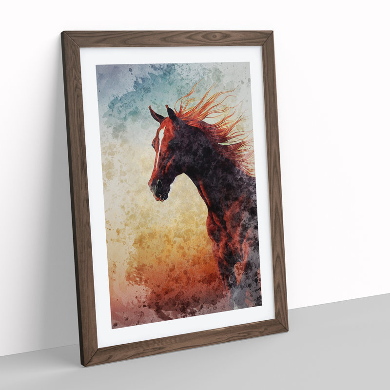 Majestic Horse - Framed Print, 34cm H x 25cm W x 2cm D, Walnut