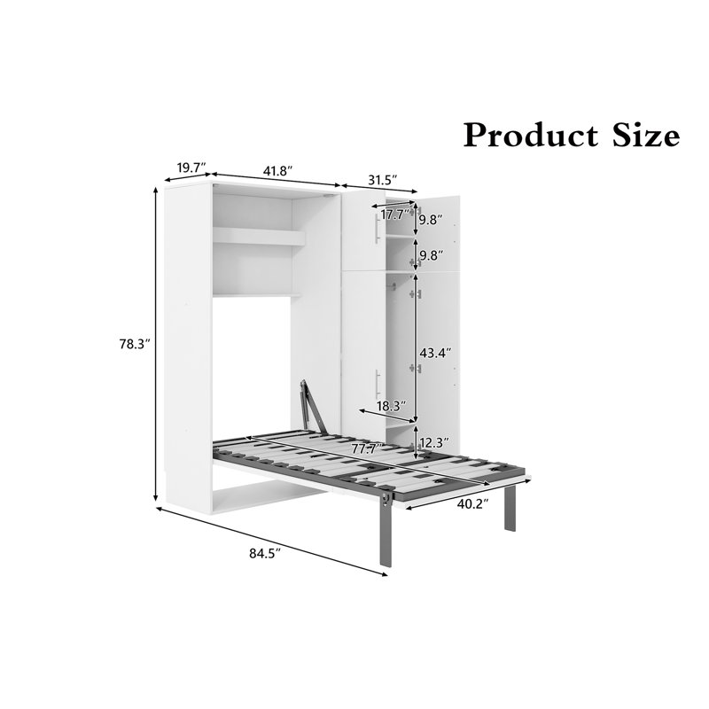 Murphy Bed With Lockers, Twin