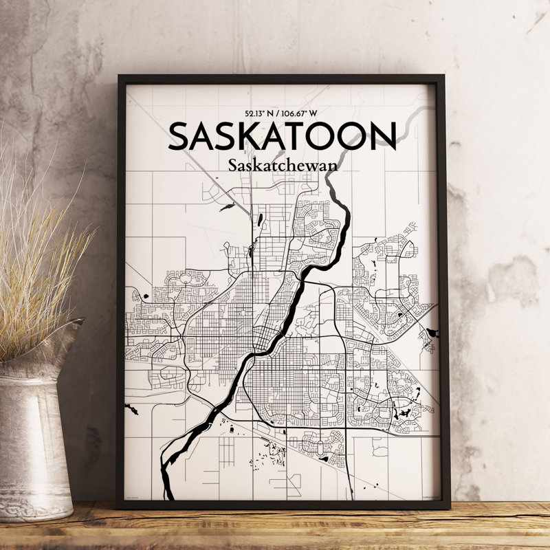 « saskatoon city map », impression, H 27,6 po x l 19,7 po