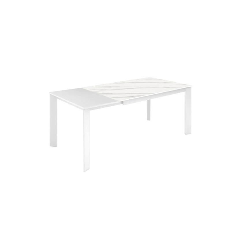 Cozma Extendable Metal Base Dining Table, White