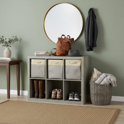 Étagère de rangement à six compartiments grande capacité, gris rétro texturé