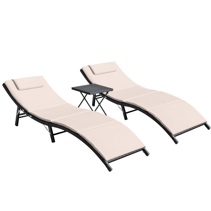 Chaise longue double 81 "avec coussins et table Maaja, Beige