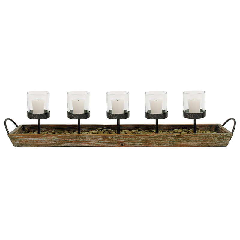 6 Piece Tabletop Votive Holder Set, Brown