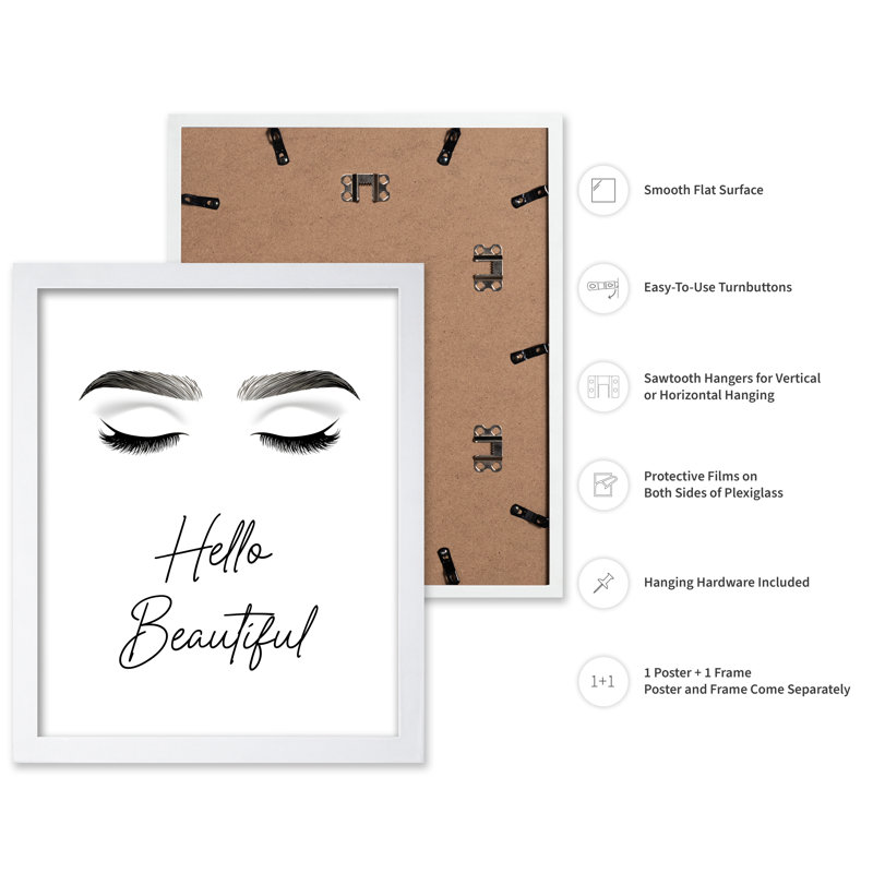 Hello Beautiful No1, Poster, 18"H x 24"W, White Framed