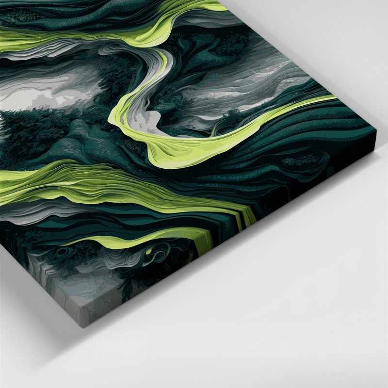 Paysage abstrait 56, art mural bleu sur toile, H 36 po x l 24 po