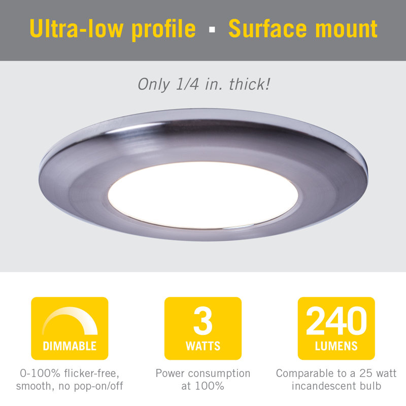 Luminaire rond à DEL Wafer, Argent, 2700 K