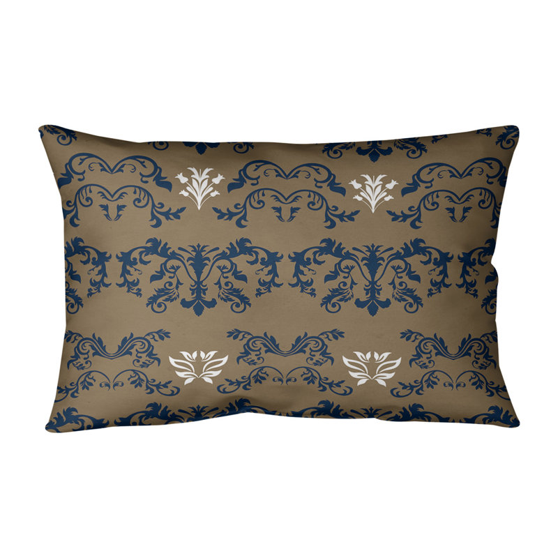 Housse et insert de coussin rectangulaire St Louis Football Baroque, Brun / bleu / blanc, Faux lin