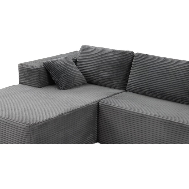 Canapé modulaire Castillon Cloud, Velours côtelé gris