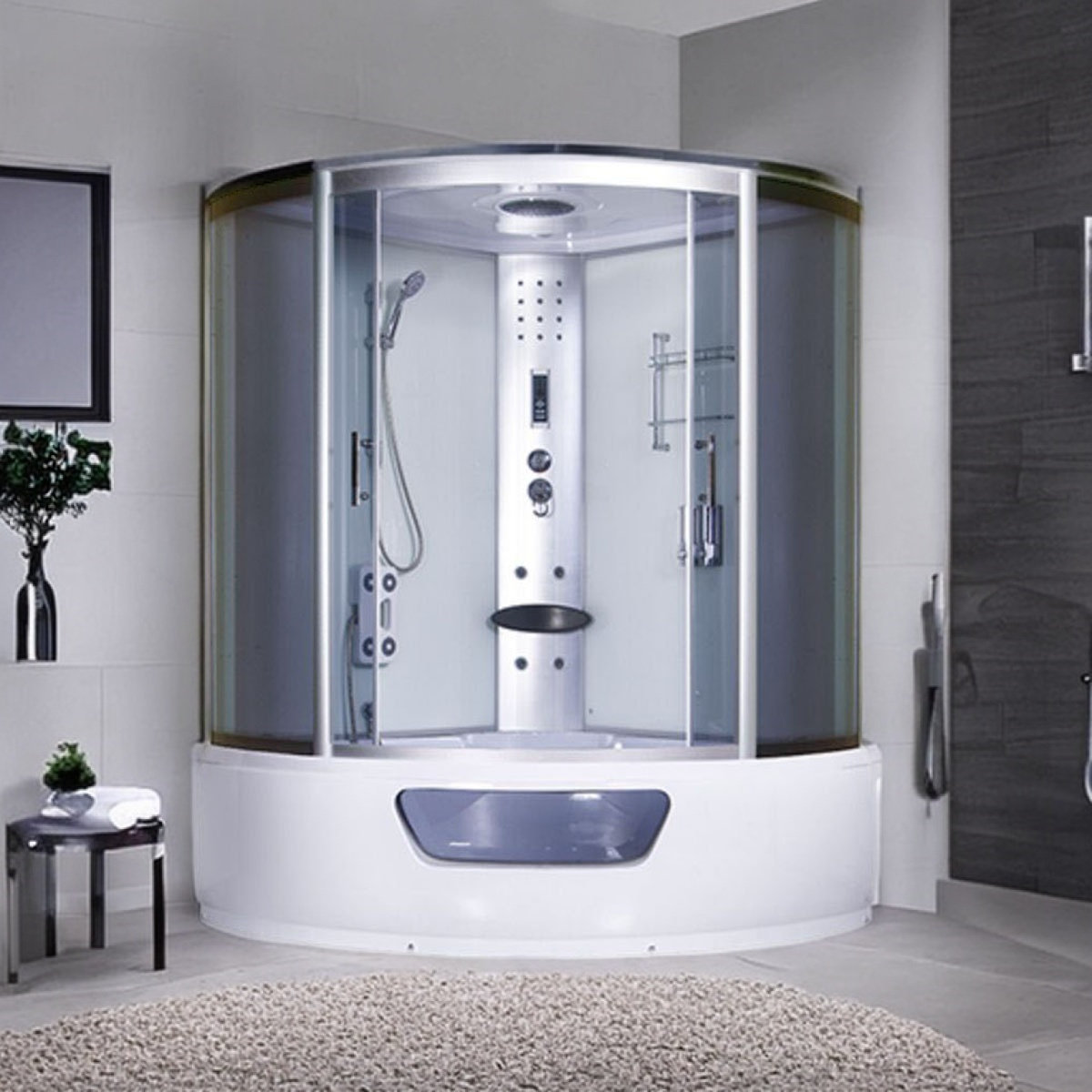 Hart Furniture Freestanding 3 kW Steam Shower Freestanding Steam Shower  With Top Showerhead, Bathtub, Handheld Show | Wayfair